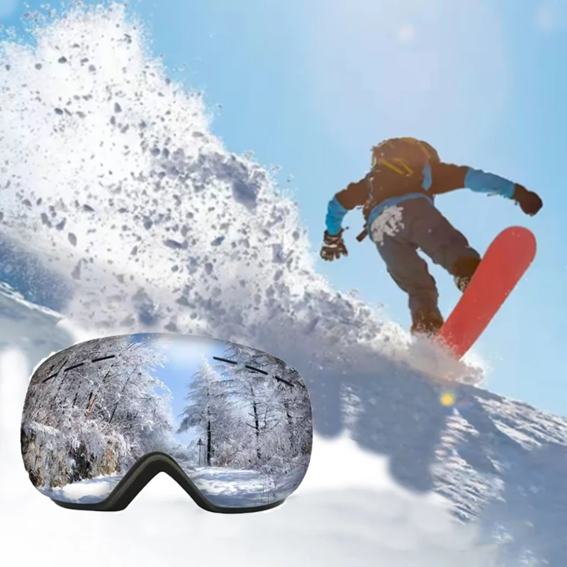 แว่นตาสกี/สโนว์บอร์ด ป้องกันแสงสะท้อน UV400 ระบายอากาศ กันลม สำหรับผู้ชายและผู้หญิง สวมใส่ได้ทุกฤดู รุ่นปี 2025 ดีไซน์เรียบง่าย