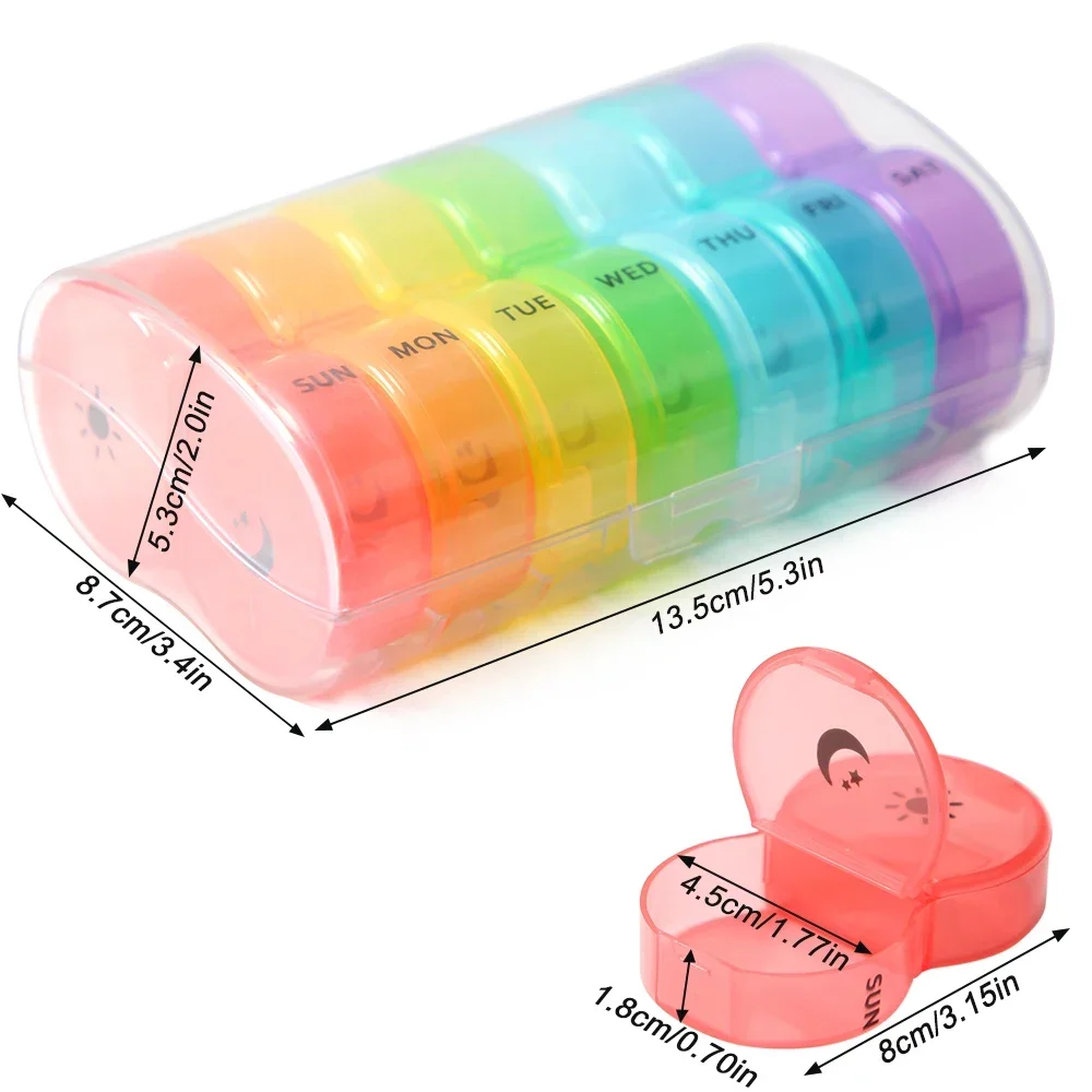 1Pcs Large Weekly Pill Organizer 7 Day 2 Times a Day,Flip Up Pill Box with Push Button Lids,Travel Pill Case for Pills/Vitamins