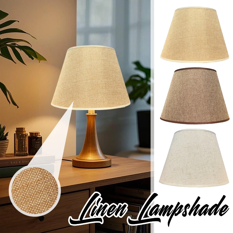 E27 Linen Cloth Lamp Cover Retro Style Lamp Protective Cover Table Lamps Floor Light Bedroom Bedside Home Decor Wall Lamp Cover