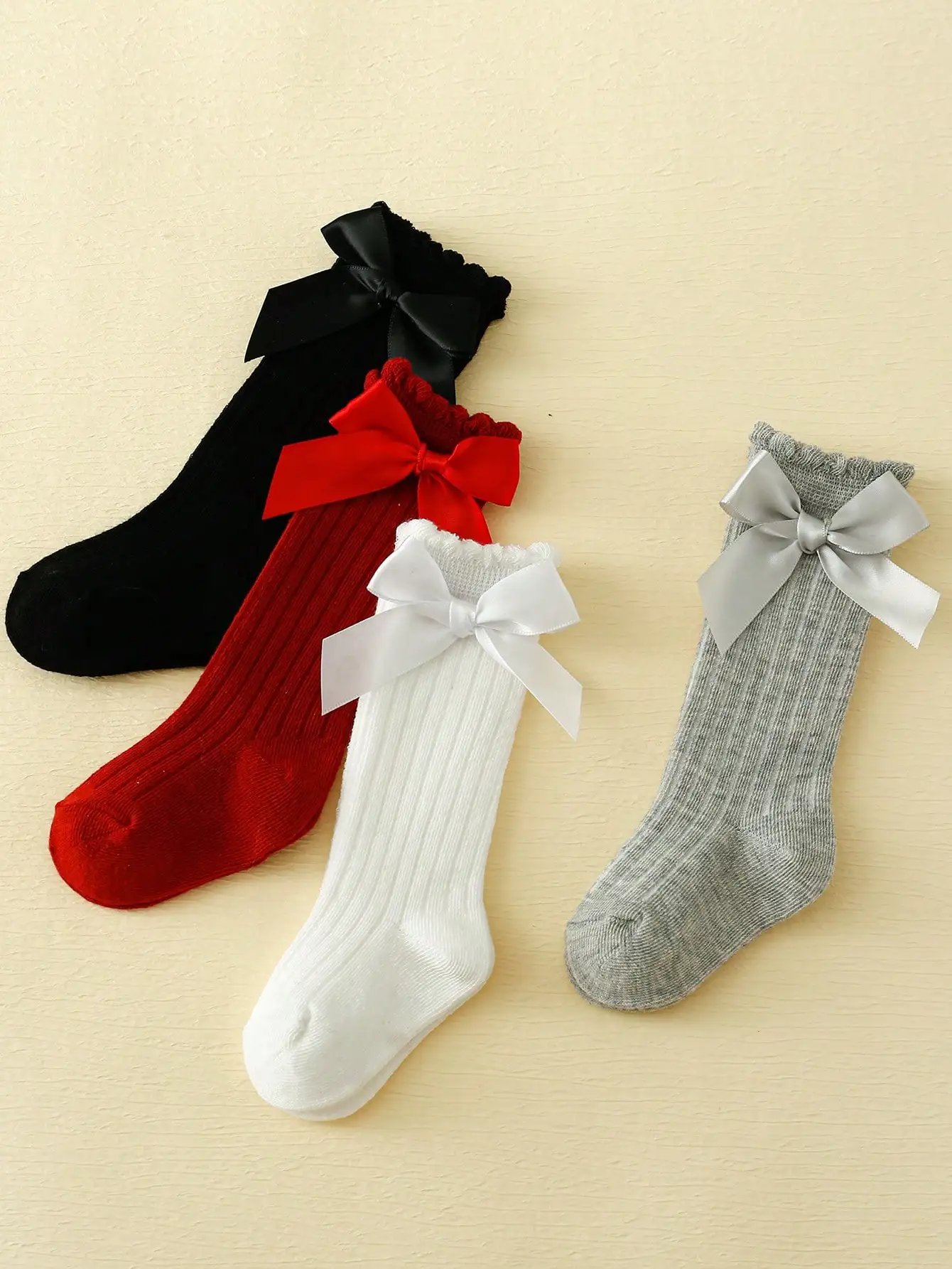 4pairs Baby Girls Bow Decor Anti-Mosquito Socks