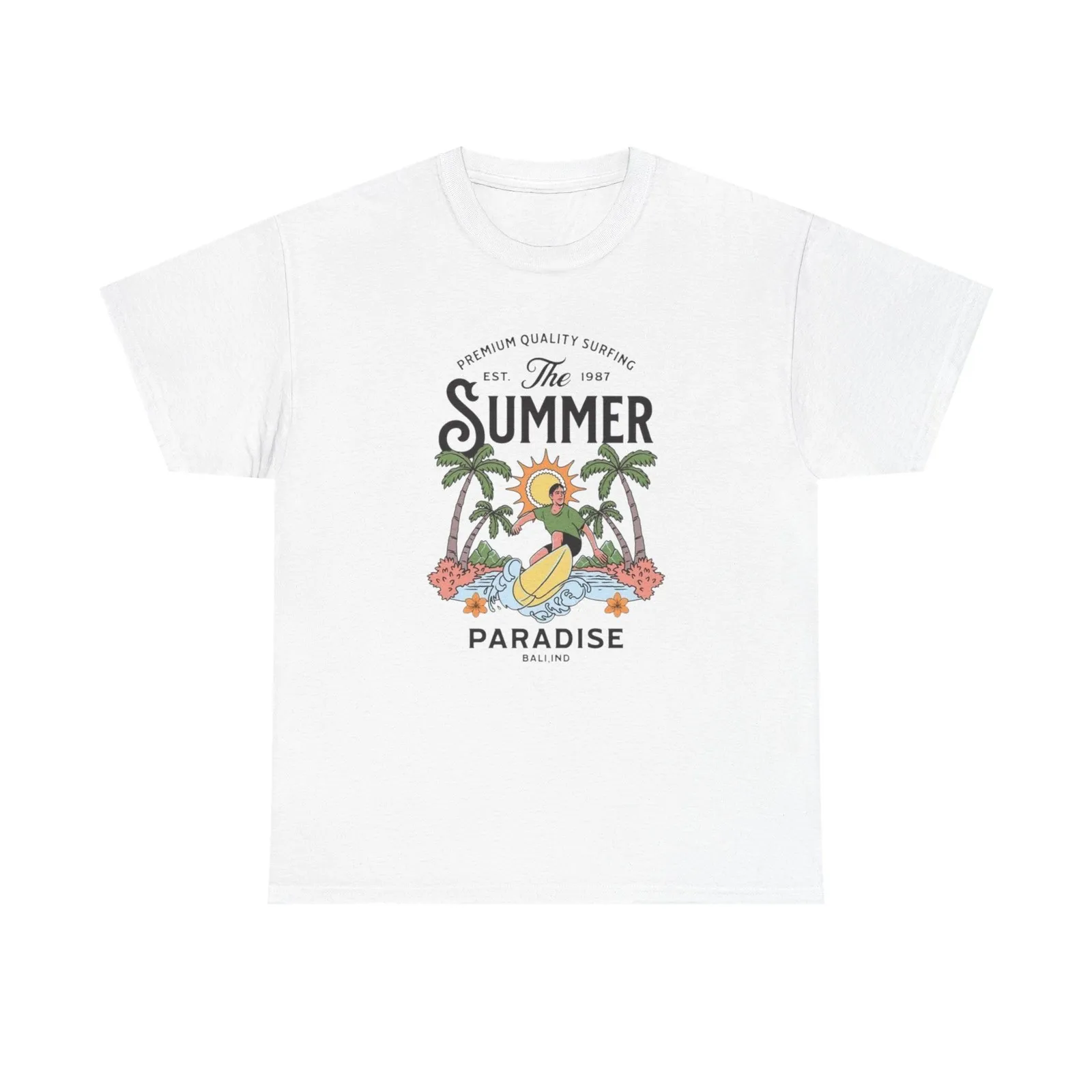 

Summer Surfing Paradise Graphic T Shirt S-5XL NEW Unisex Heavy Cotton Tee
