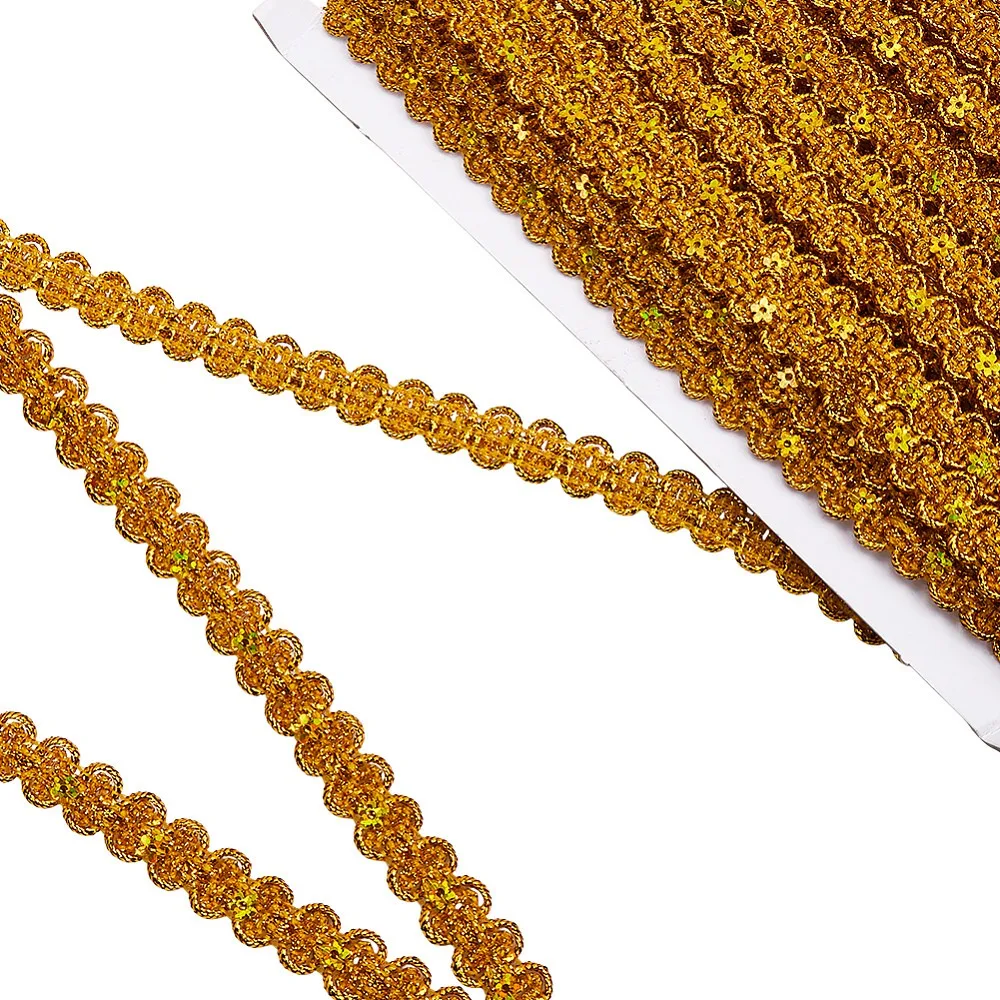 Polyester Centipede Lace Ribbon Clothes Accessories Gold 3/8 inch(11mm)