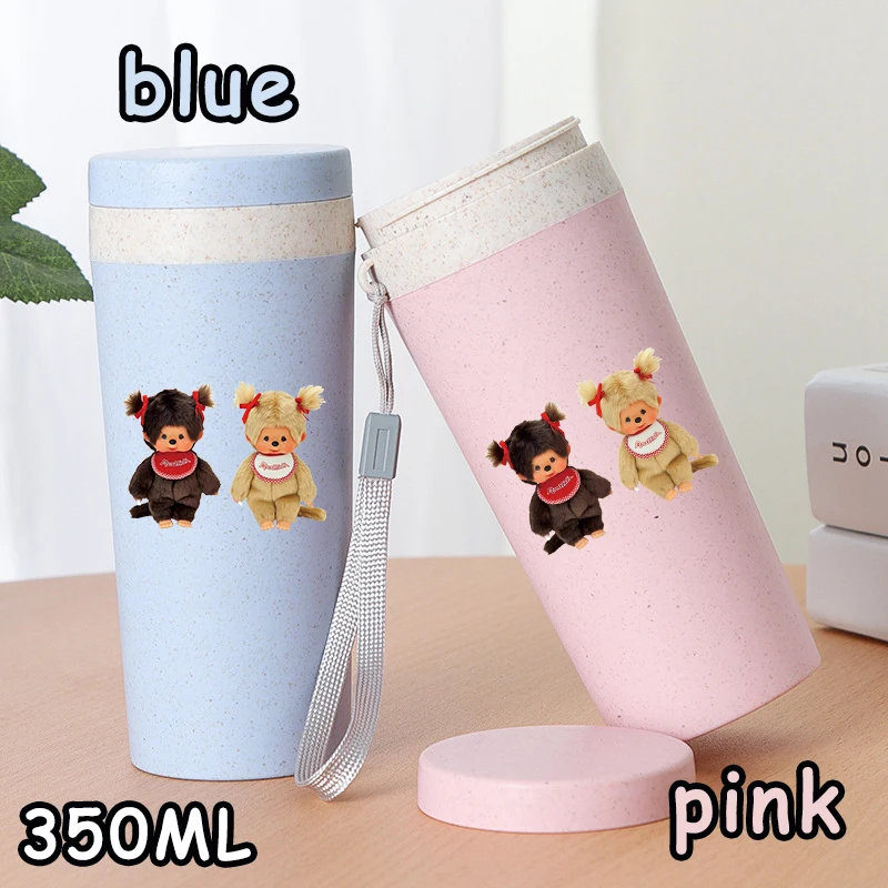 Monchhichi Wasserbecher für Jungen und Mädchen, Anime-Figur, Wasserflaschen, modische tragbare Trinkflasche, Fitness-Übungstopf, Geburtstagsgeschenke