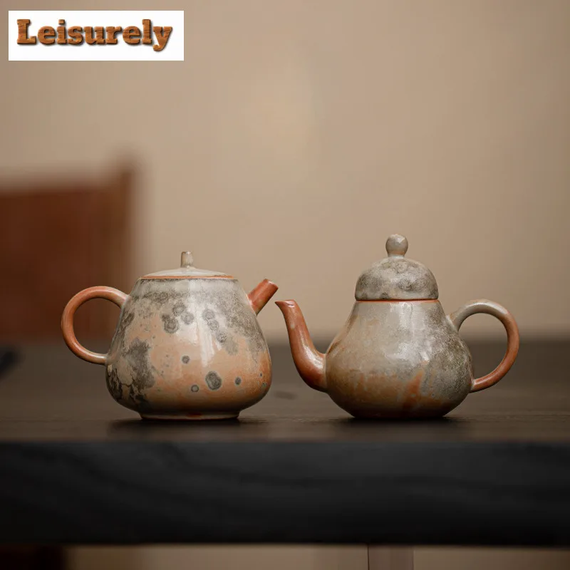 

Zhi Wild Burnt Teapot Handmade Tea Infuser Pot Tea Brewing Kettle With Ball Hole Chinese Tea Tea Services Accessories Ornaments