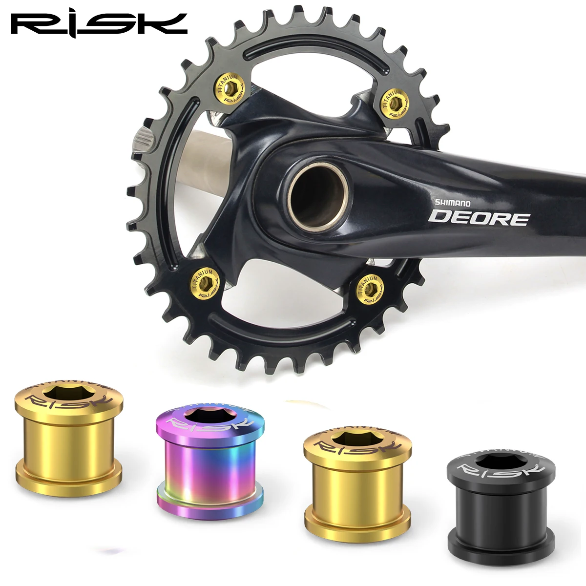 AliExpress 4pcs/5pcs RISK Titanium Alloy Bicycle M8x6.5mm Chainring Bolt Chainwheel Screw Gear Fixing Bolts For Mountain Road & BMX Bike