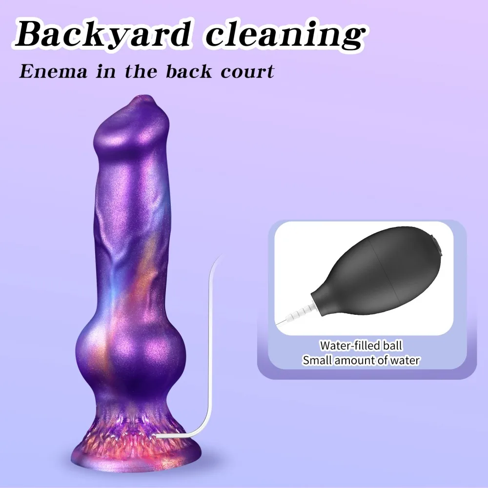 Realistic Dog Penis Squirting Dildo Anal Plug Knot Suction Cup Enema Ball Waterproof Silicone Fantasy Adult Toy for Men and Wome view 2