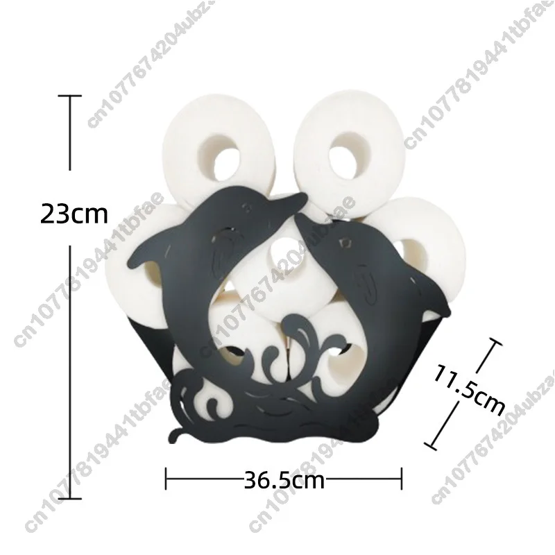 Metal Dolphin Toilet Paper Holder Creative  Roll Paper Towel Holder Stackable for Home Bathroom Vertical Paper Towel Rack