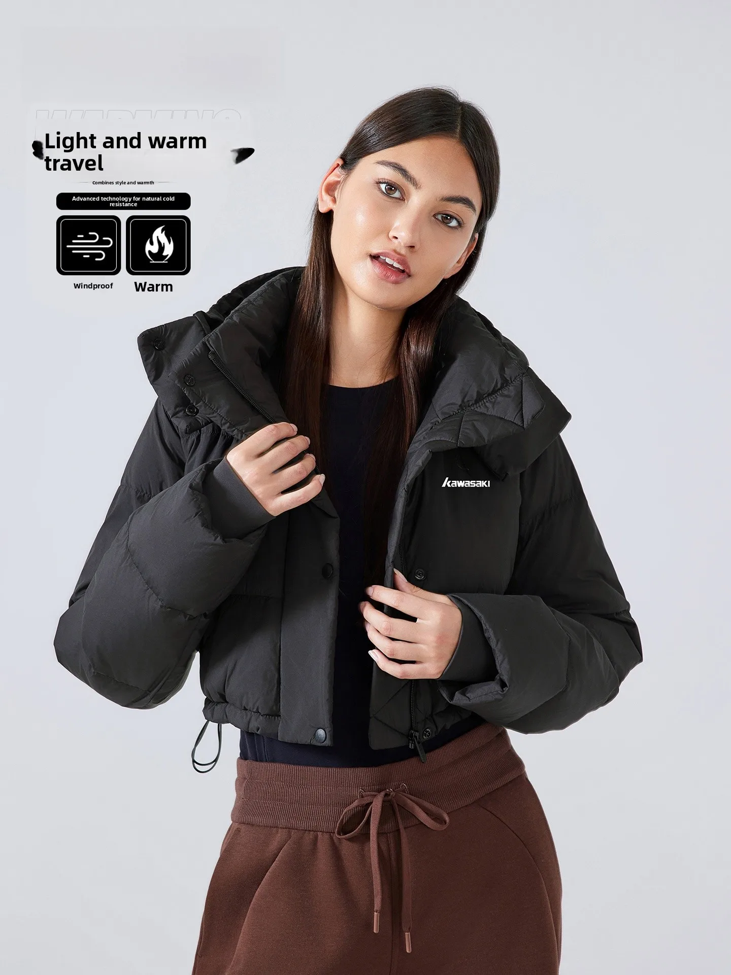 

Women's ort Hooded down Jaet Sportswear Yoga Fitn Warmth Casual Loose Fit White Du down Filling Thiened