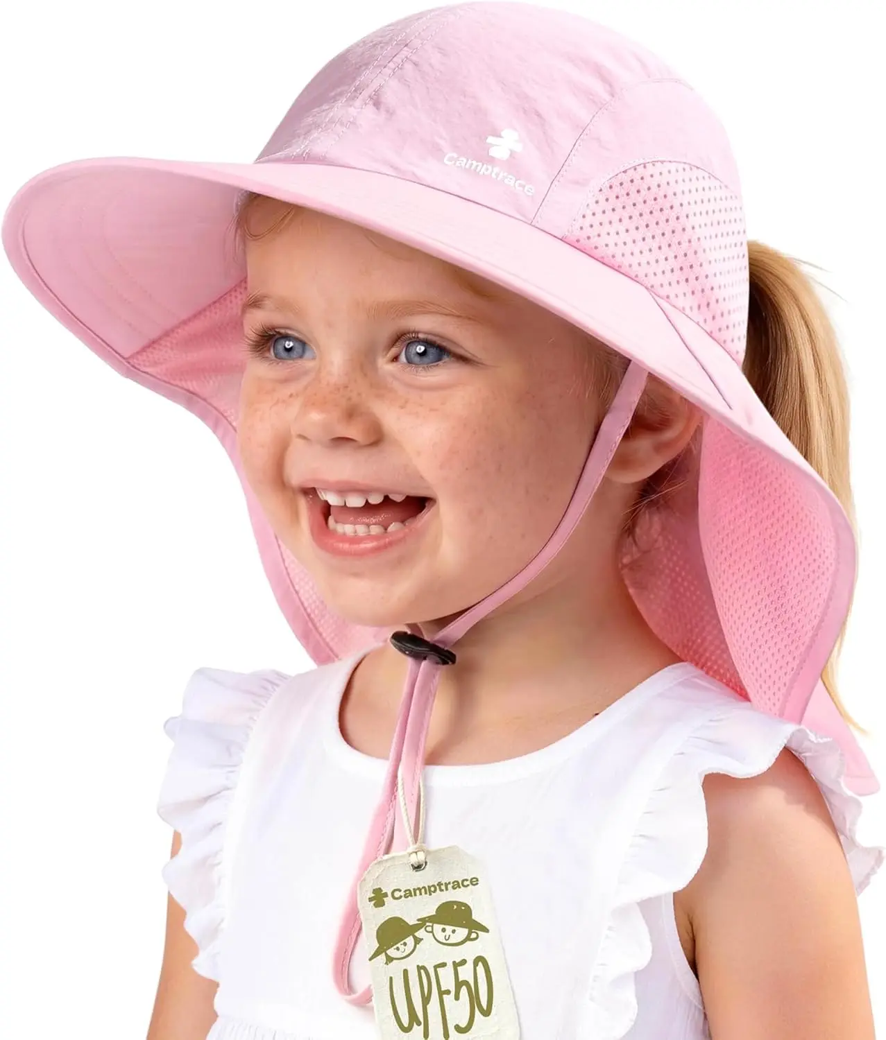 

Kids Sun Hats with Neck Flap UPF 50+ UV Protection Wide Rigid Brim Beach Swim Sunhat for Boys Girls