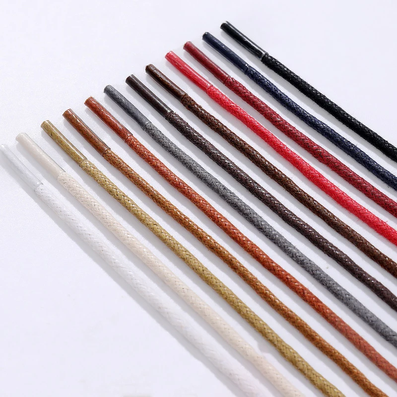 เชือกผูกรองเท้าหนังกันน้ำ 1 คู่ เชือกผูกรองเท้าแบบกลมเคลือบแว็กซ์ สำหรับรองเท้าผ้าใบ รองเท้าบูท ความยาว 80 ซม./100 ซม./120 ซม./140 ซม./160 ซม.