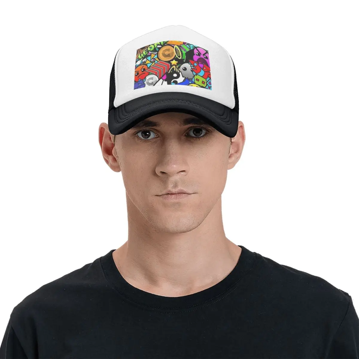 Video Game Geometry Dash  Cap Casual Mesh Baseball Caps Adjustable Hat Hip Hop Summer Unisex Baseball Hats