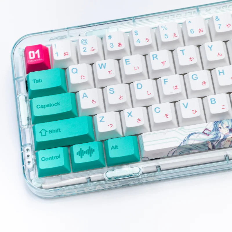 Imagem -04 - Anime Japonês Keycaps Pbt Branco Tampas de Teclado Miku Personalizadas Cherry Xda Keycap Bonito para Teclado Mecânico Aula F99 F87 F75 Gx87