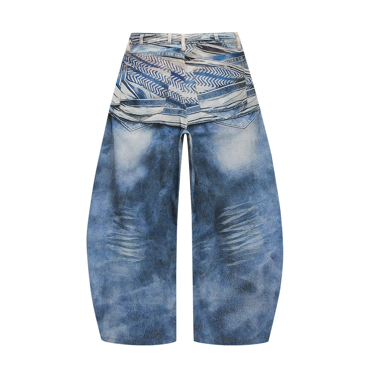 MWJLPWQ Y2K Tide Style Digital Print Rivet Pants Men's Hand-Painted Design Washed Denim Men's Trousers 2026 Spring Autumn 21457