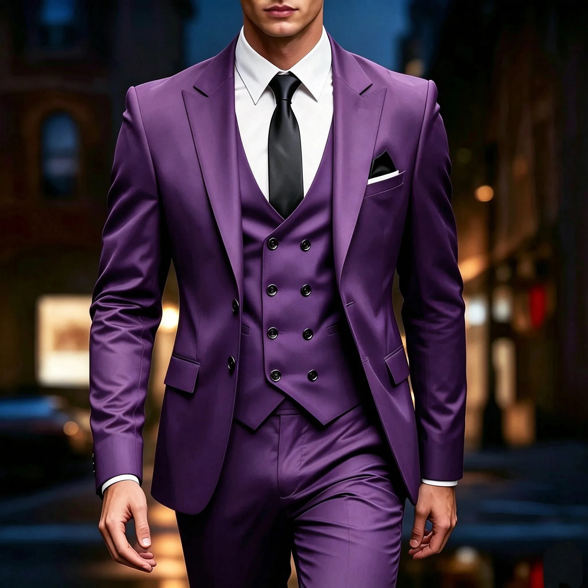 3-teiliger Anzug für Herren (Blazer, Weste & Hose) — Ideal für formelle Anlässe wie Geschäftstreffen, Hochzeiten & Feiern – Detail 3