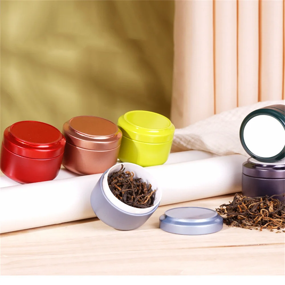Round Tin Storage Metal Box Small Iron Pot Sealed Pot for Coffee Tea Candy Storage Accessiories Container Cans