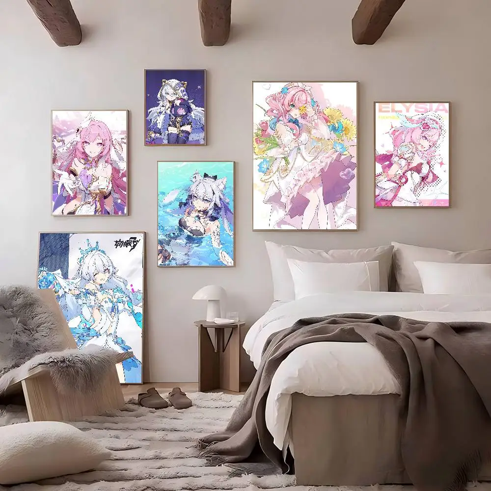 Honkai Impact game Anime Posters Sticky Whitepaper Prints Posters Artwork Kawaii Room Decor
