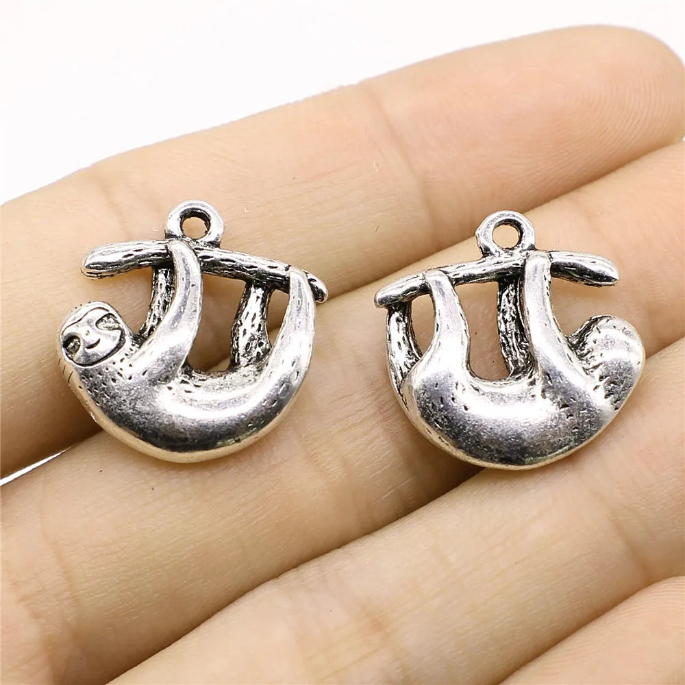 50pcs Charms Wholesale Sloth Antique Silver Color 20x20mm Metal Alloy Jewelry DIY Accessories