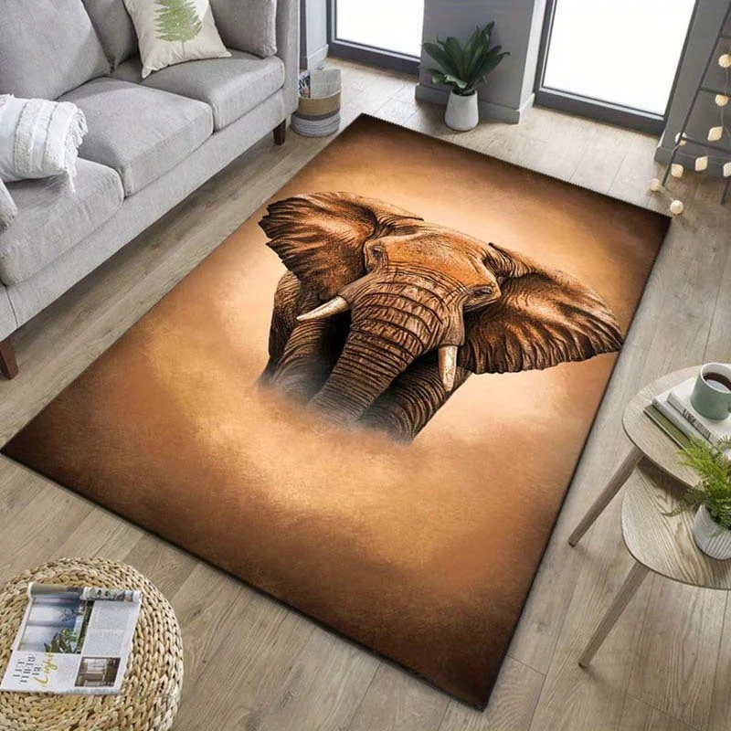 

Ковер с портретом слона для любителей сафари. Добавьте экзотическое прикосновение к вашей гостиной. Ковер в стиле дикой природы. Противоскользящий ковер.