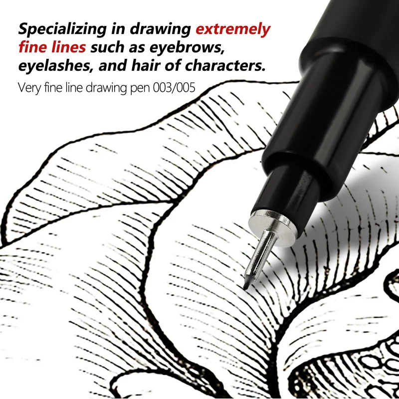 6/12PCS Fineliner Pens Set, Black/Brown Ink Pens with 0.03-0.5mm Tips and Brush Tip, Waterproof