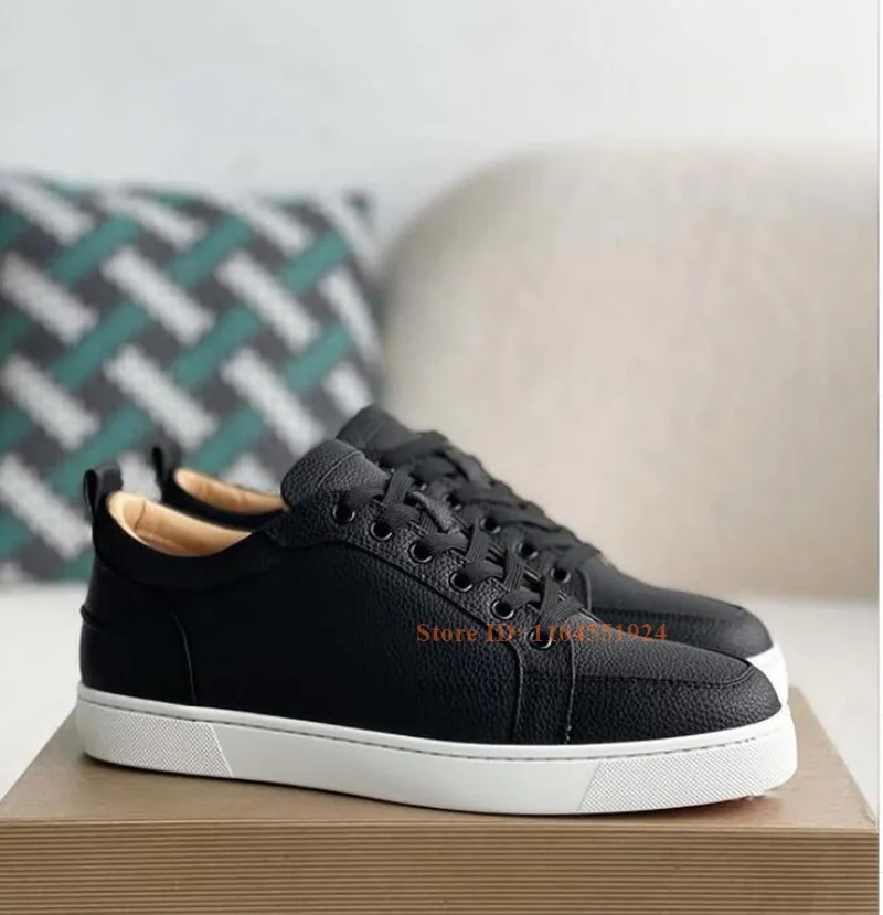 

Men's and Women's Black Gold Cracked Leather Lace Up Casual Shoes Female Male Spring Autumn Loafer Shoes Round Toe Sneakers