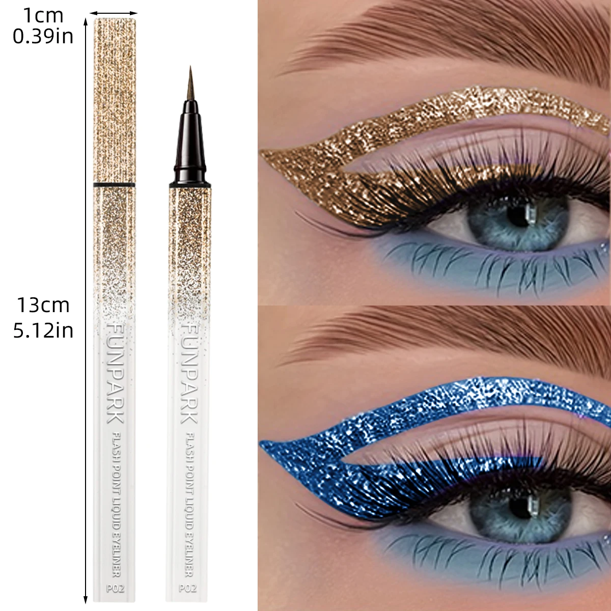 1PC 반짝이 액체 아이 라이너 연필 방수 보라색 핑크 블루 아이 라이너 펜 여성을위한 오래 지속되는 빠르게 건조 눈 메이크업