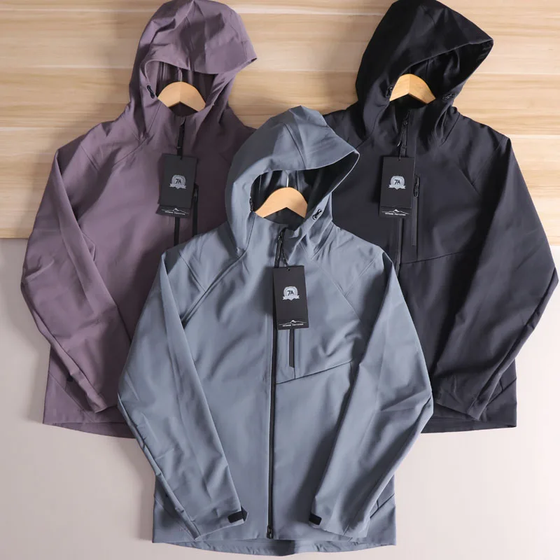 

Men's Outdoor Hooded Windproof Jaet 3D Tailoring Stand Fit Nylon Polyester Blend Long Sve Zipper Closure Casual Coat