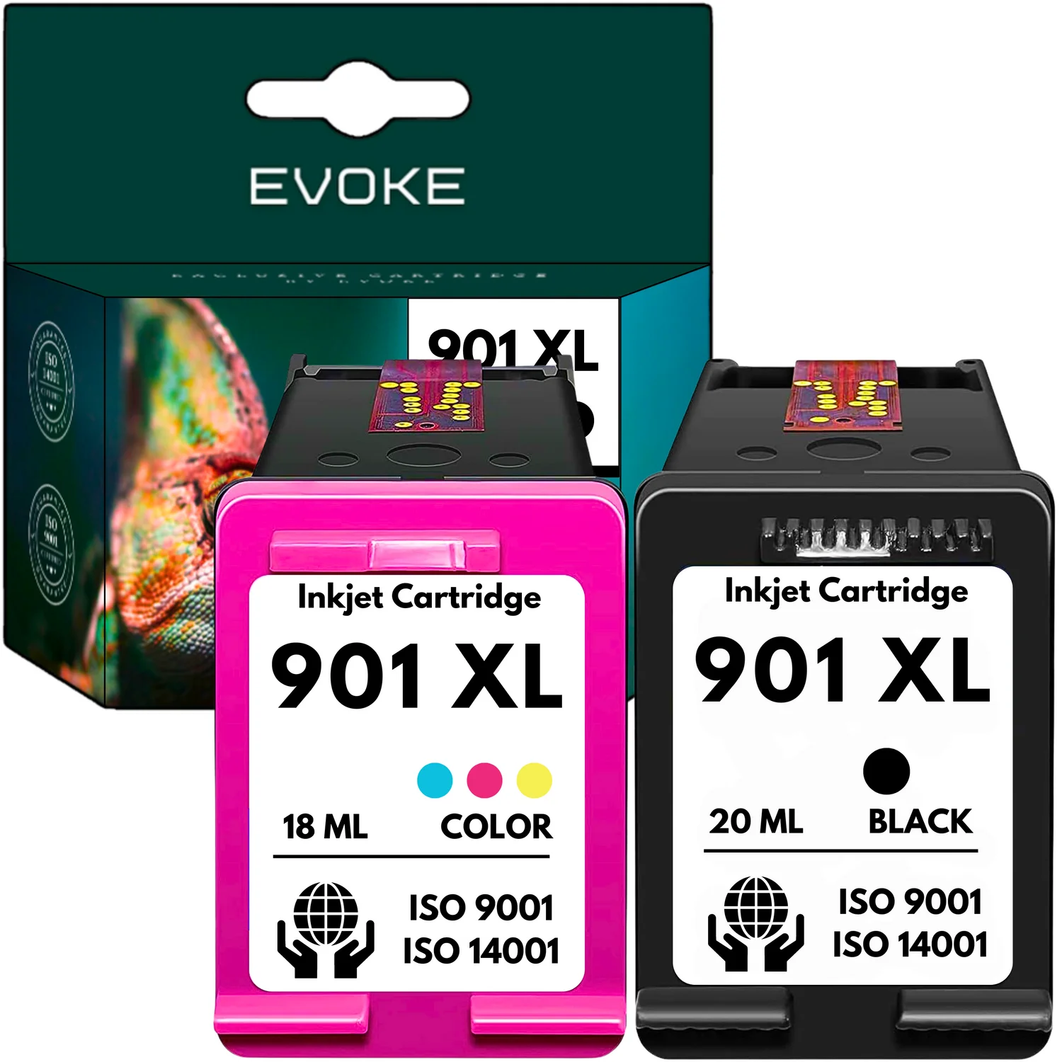 Evoke Compatibele Inkt voor Hp 901XL Hp901 901 XL 2X: Zwart+Tri-Color Cmy Cyan Magenta Geel 38 ml 1720 Pagina's Officejet 4500 4600 J4500 J4524 J4535 J4540 J4545 J4550 J4580 J4585 J4600 J4624 J4660
