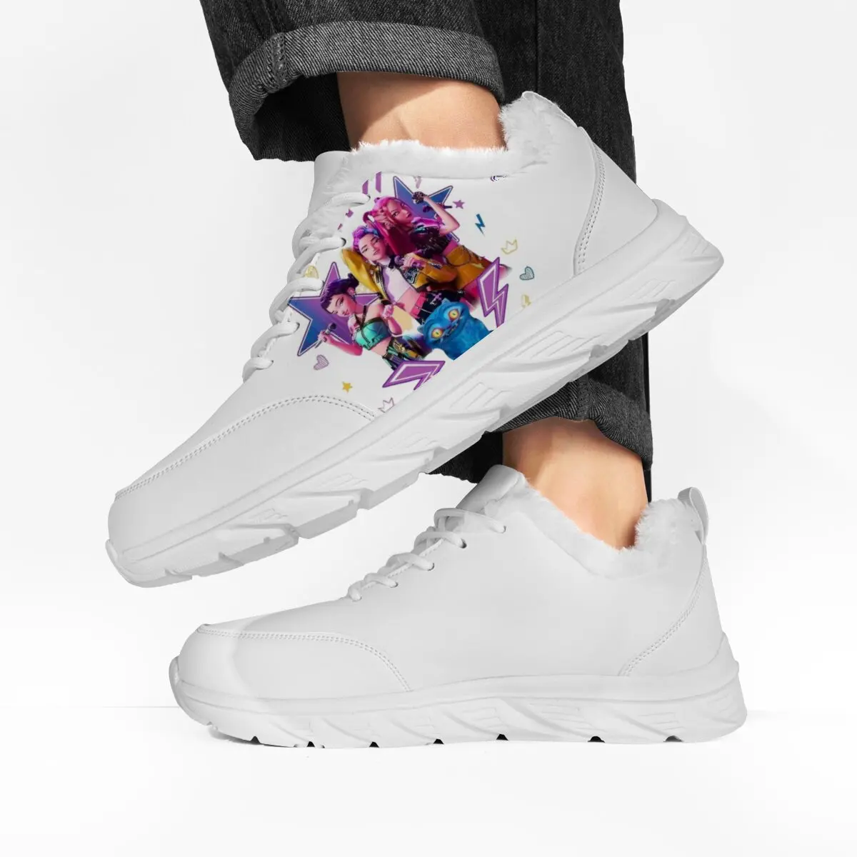 KPOP Animation Virtual Girl Group Witch Hunter Features Custom-made Casual Couple Lace-up Flat Sneakers with Fashionable Prints - Image 2