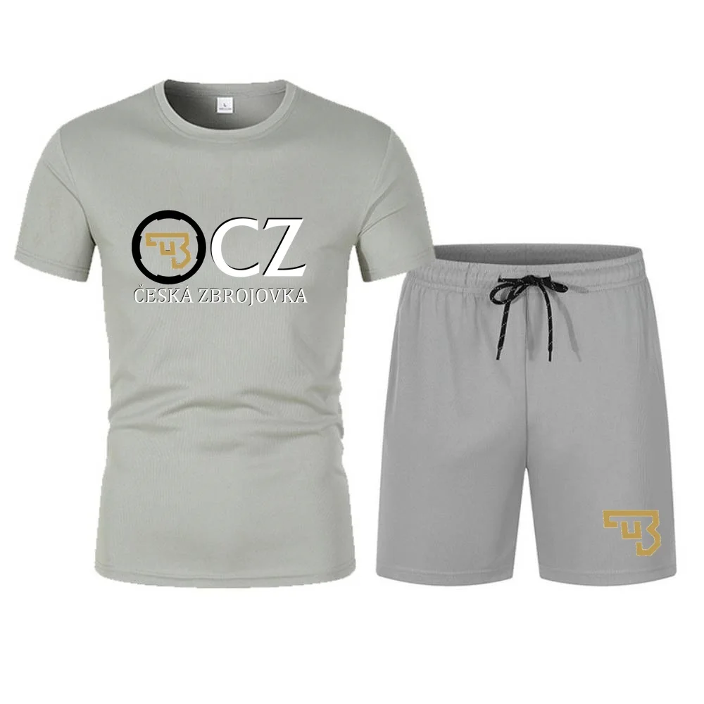 Ceska Zbrojovka Mesh Tshirt Spodenki Oddychające Szybkoschnące Topy Tee Man Fitness T-Shirty Krótkie Spodnie CZ Gniazda Mężczyźni Zestaw Odzieży