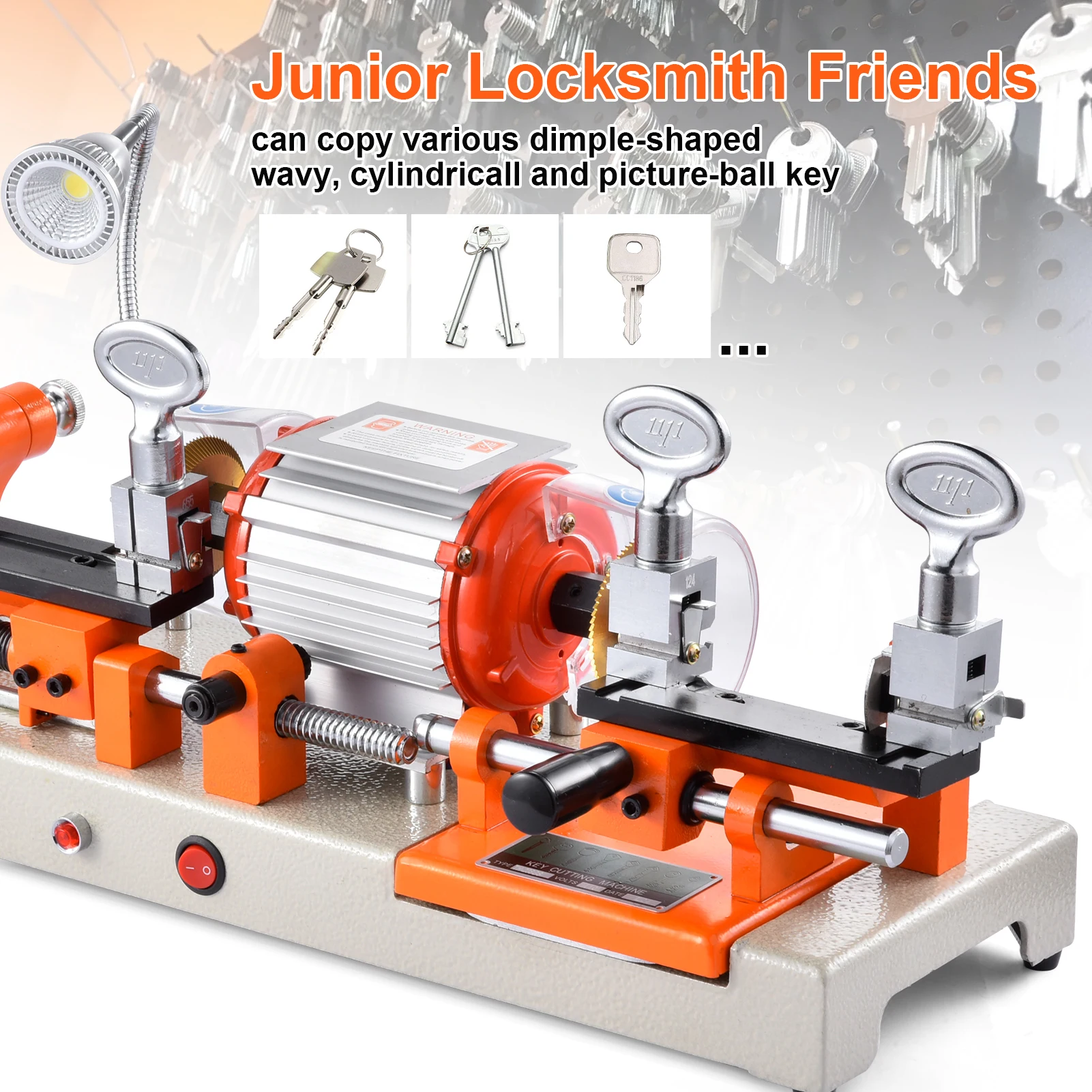 110V Durable Key Duplicating Machine Horizontal Car Key Cutting Duplicator for Metal Key Copying and Locksmith Use