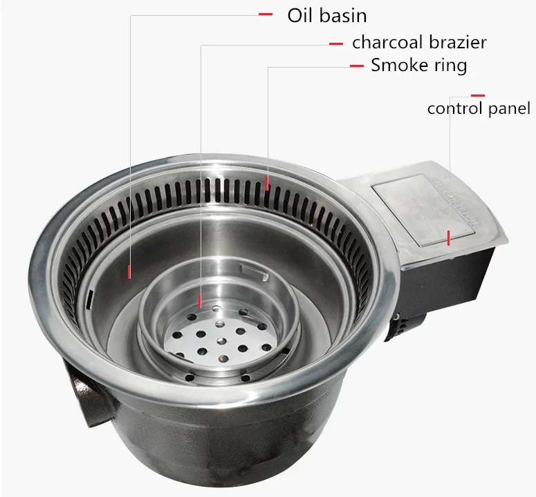 Stainless Steel Roaster Smokeless Tabletop Charcoal Bbq Grills For Rotisserie Grill Restaurant