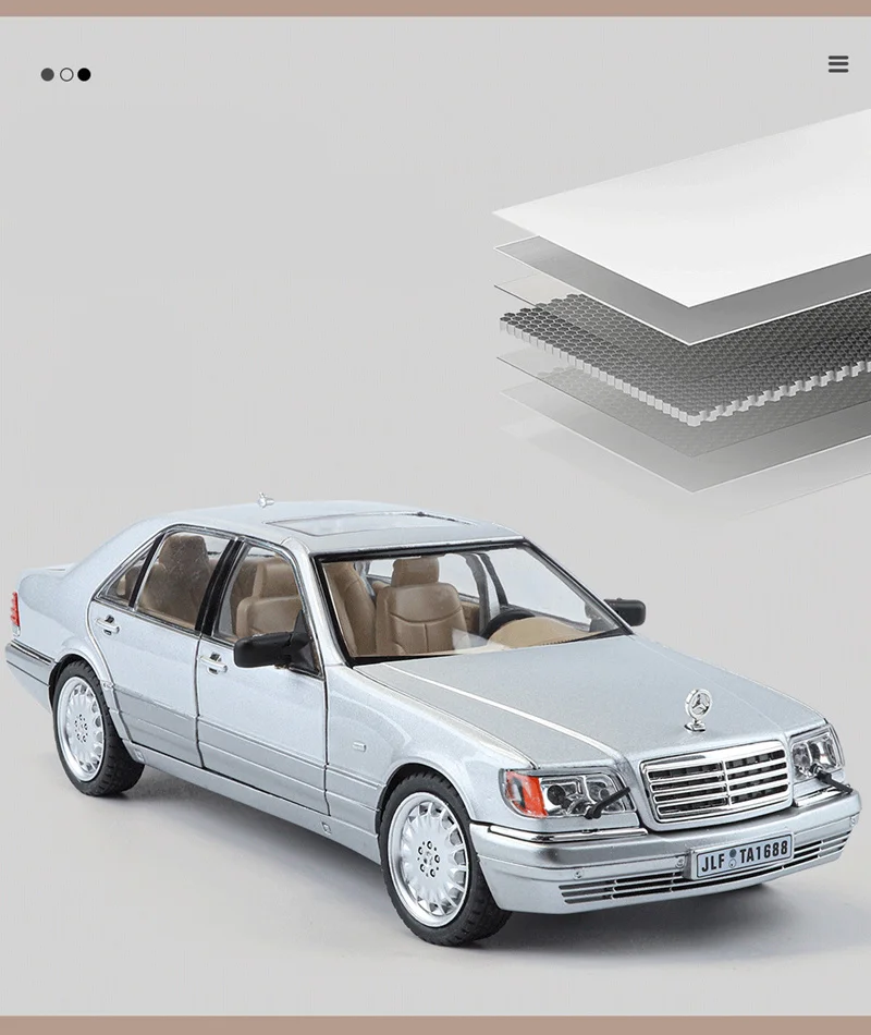 1:24 W140 S320 SEL Street Edition Legierung Oldtimer Modell Druckguss Metall Retro Alte Fahrzeuge Auto Modell Sound Licht Kinder Spielzeug Geschenk – Detail 5