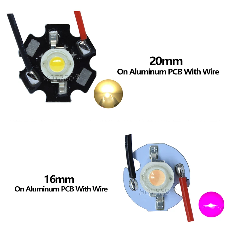 5pcs High Power LED COB Chip 1W 3W With Wire Cool White Red Blue Green Yellow Full Spectrum 660nm440nm For Grow Light Aquarium