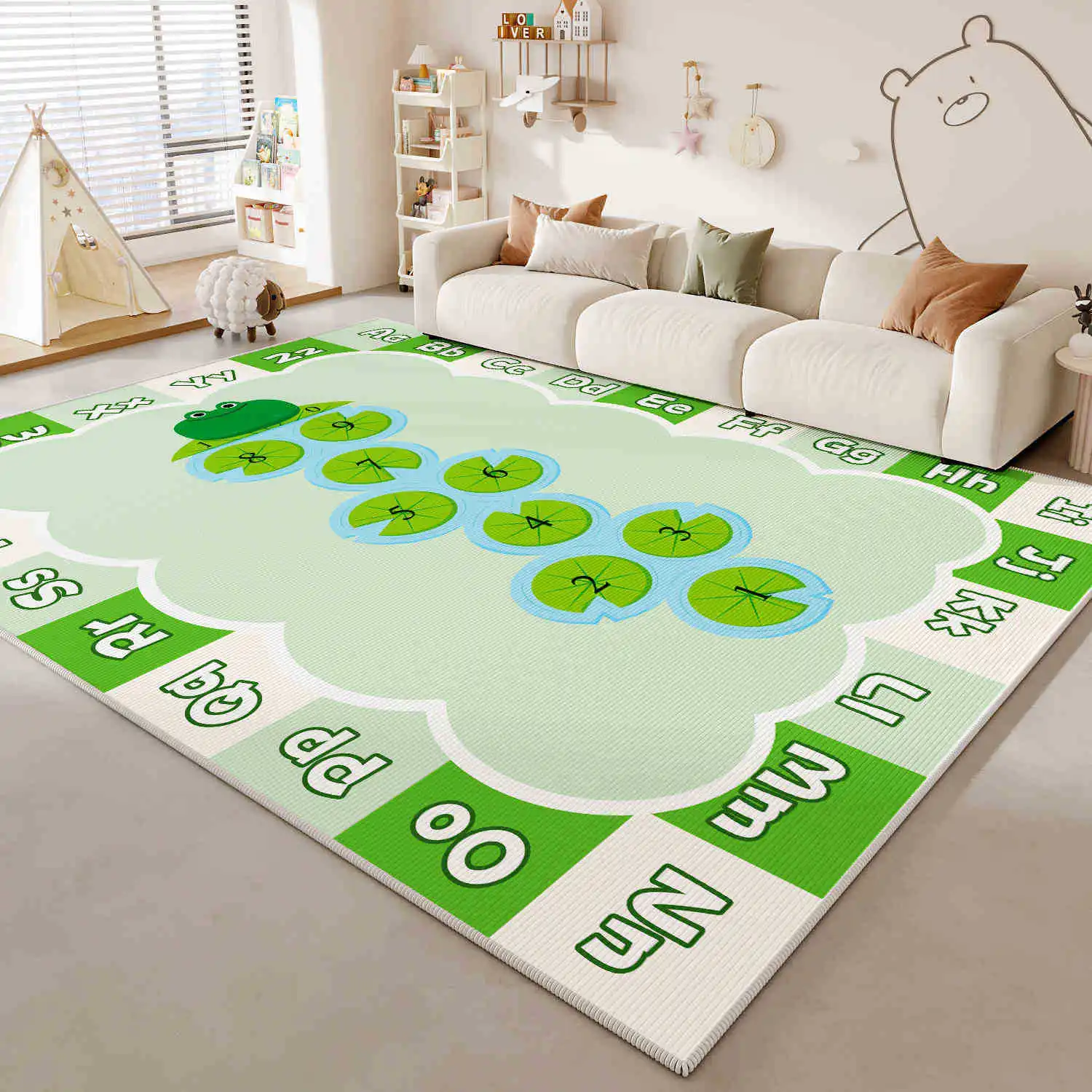 VIKAMA Colorful Clock Face Educational Rug Soft Flannel Non Slip Washable Kids Play Mat for Toddler Playroom Nursery Bedroom