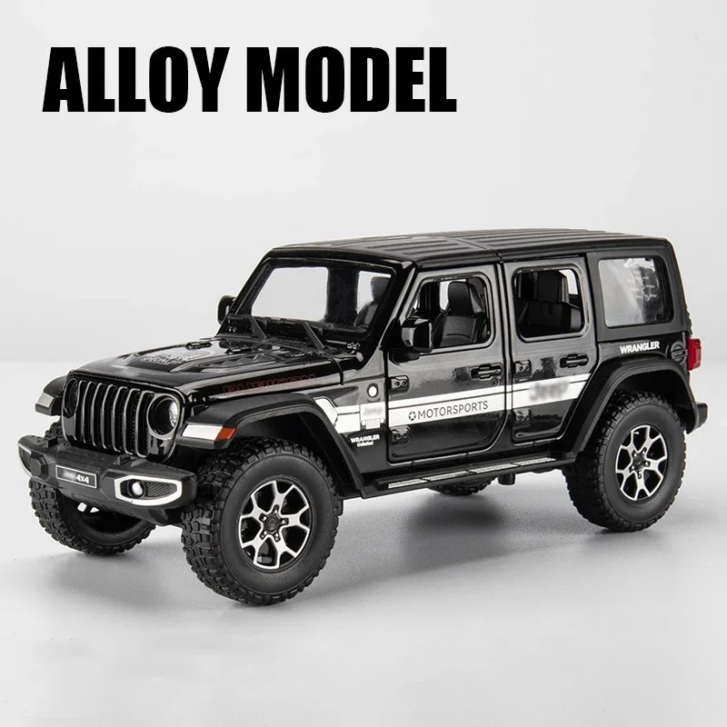 Jeeps Wrangler Rubicon Liga Diecasts & Toy Veículos, Metal Modelo de Carro, Som e Luz, Pull Back Coleção, Crianças Toy Presente, 1:22