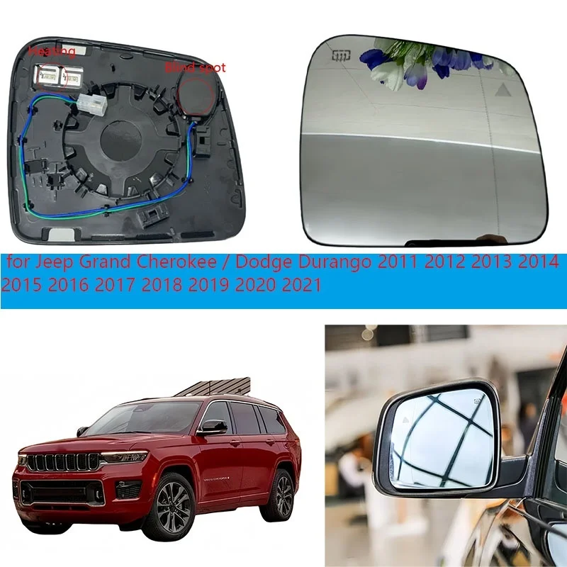 Left Side blind spot Mirror Glass For Jeep Grand Cherokee / Dodge Durango 2011 2012 2013 2014 2015 2016 2017 2018 2019 2020 2021