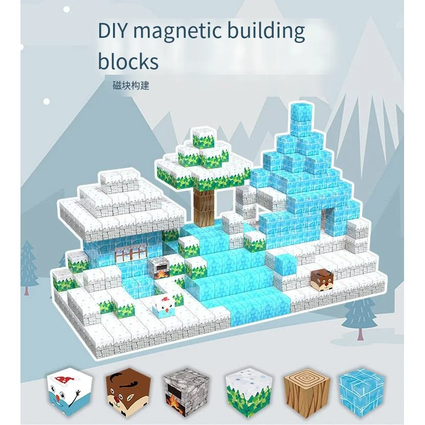 私の世界-磁気ビルディングブロックおもちゃ,正方形の磁石,強力な磁石,パズルおもちゃ,さまざまなピース