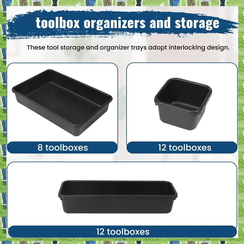 

FTS Tool Box Organizer And Storage Tray Toolbox Organizer Tray Divider Set Desktop Storage Box Black 32 Pack