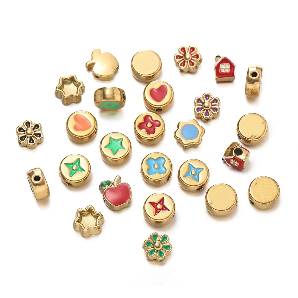 2Pcs/Pack Stainless Steel Various Shape Spacer Charms Beads For Handmade DIY Jewelry Making Bracelet Necklace Accessories view 4