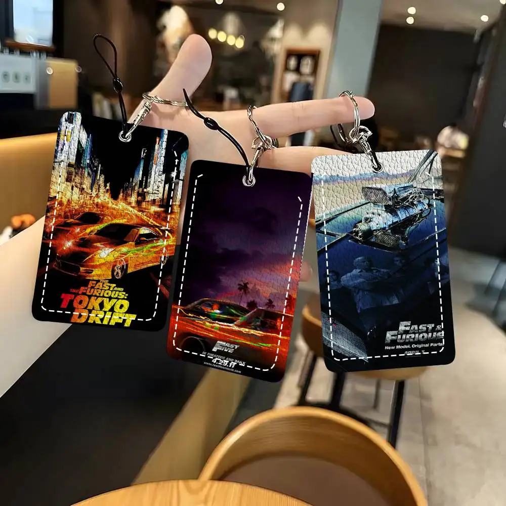 F-Fast And Furious Classic Vintage Card Wallet With Keychain PU Leather Printed Pattern Card Holder