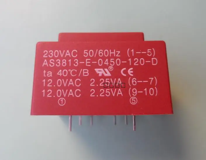 EI38/13.6 4.5VA 230V to Dual 12V Sealed Transformer AS3813-E-0450-120-D