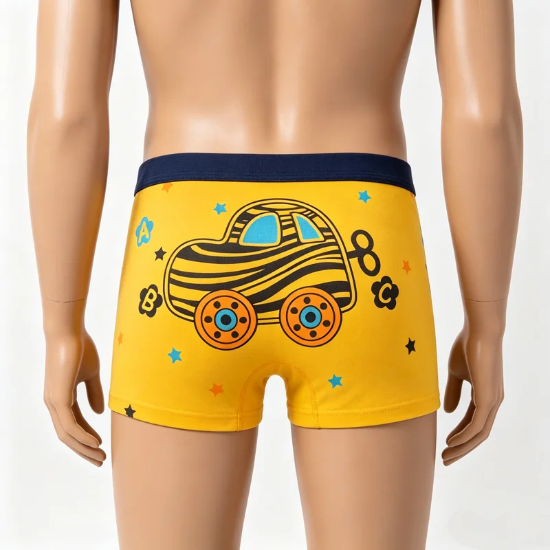 4 Stück Jungen-Unterwäsche Baumwoll-Boxershorts mit Cartoon-Auto-Motiv für Kinder 2-12 Jahre Atmungsaktive Weiche Kinderunterhosen Baby-Jungen-Shorts – Detail 12