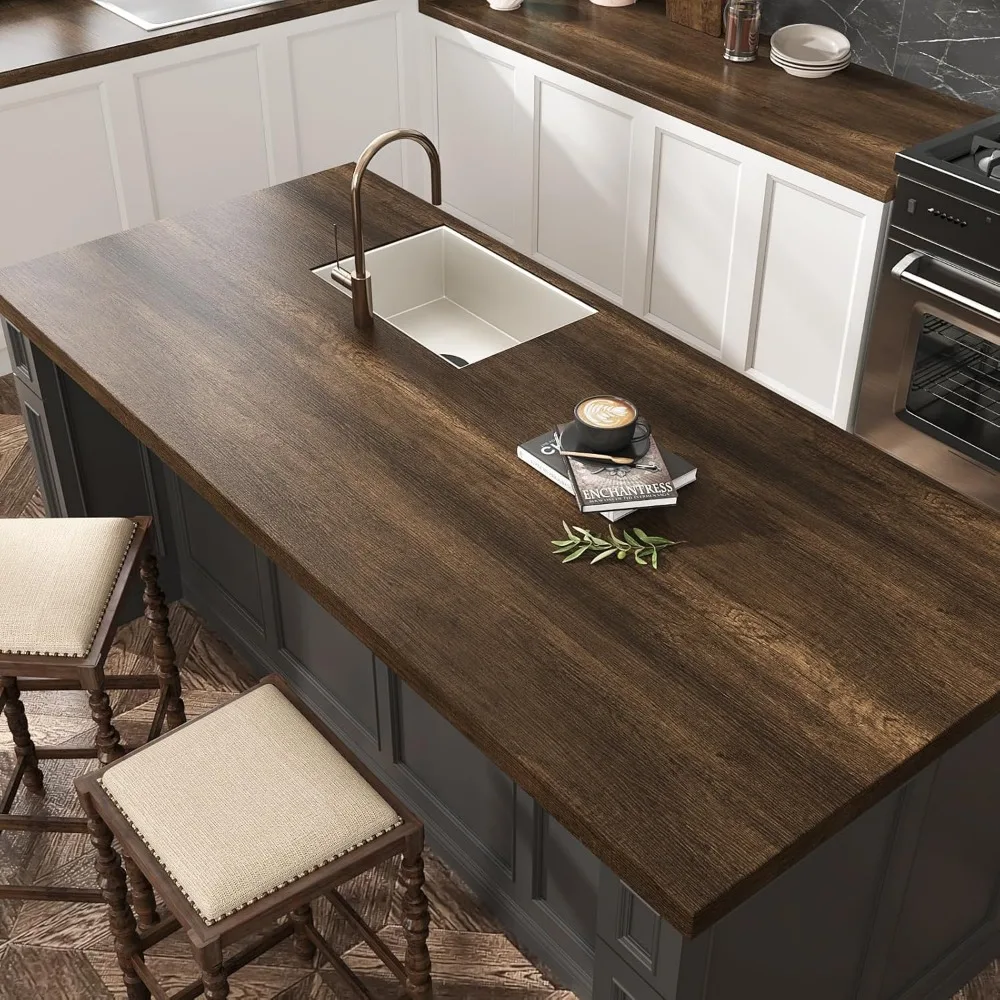 ورق اتصال خشبي عريض قابل للتقشير واللصق من خشب الجوز الداكن لأسطح الكونترتوب، ورق حائط ذاتي اللصق قابل للإزالة، مقاس 354 × 32 بوصة