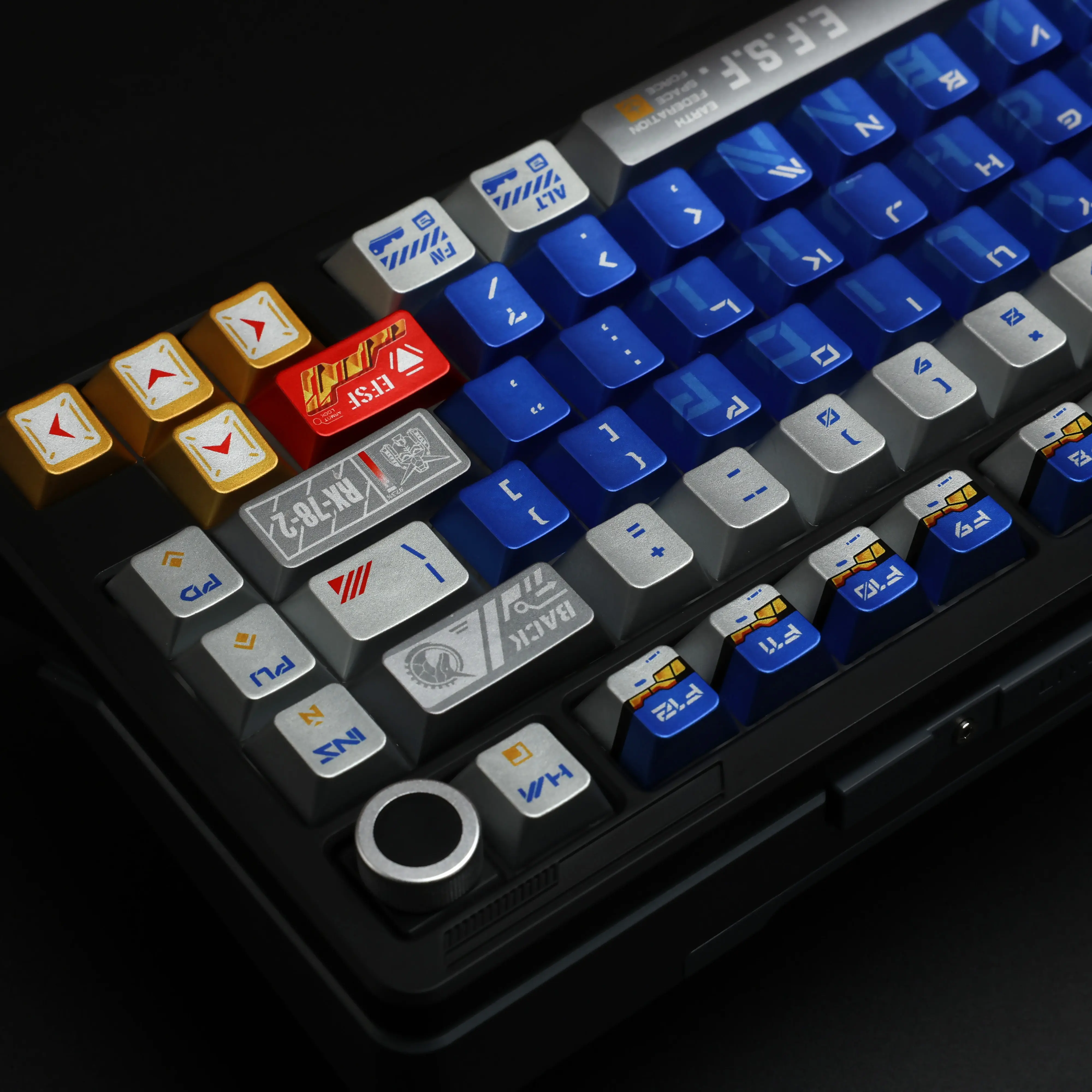 130 Key Gundam Themed Keycaps Cherry Profile PBT Sublimation Metal-Finish Custom Keycap Set for MX-Switch Mechanical Keyboards