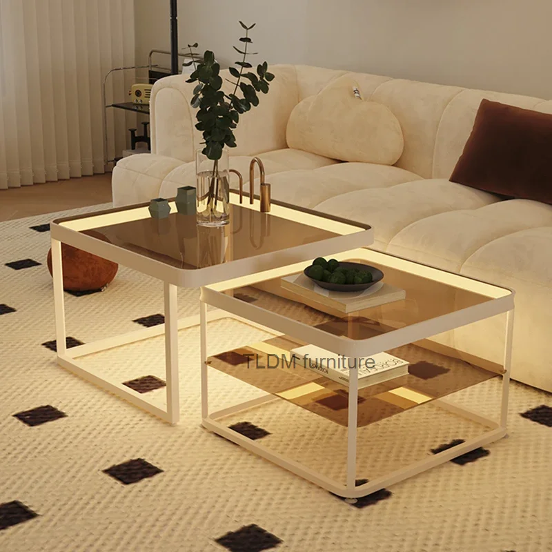 Luxury Metal Coffee Tables Modern Square Nordic Simple Side Table Storage Marble Effect Mesa De Centro De Sala Home Furniture