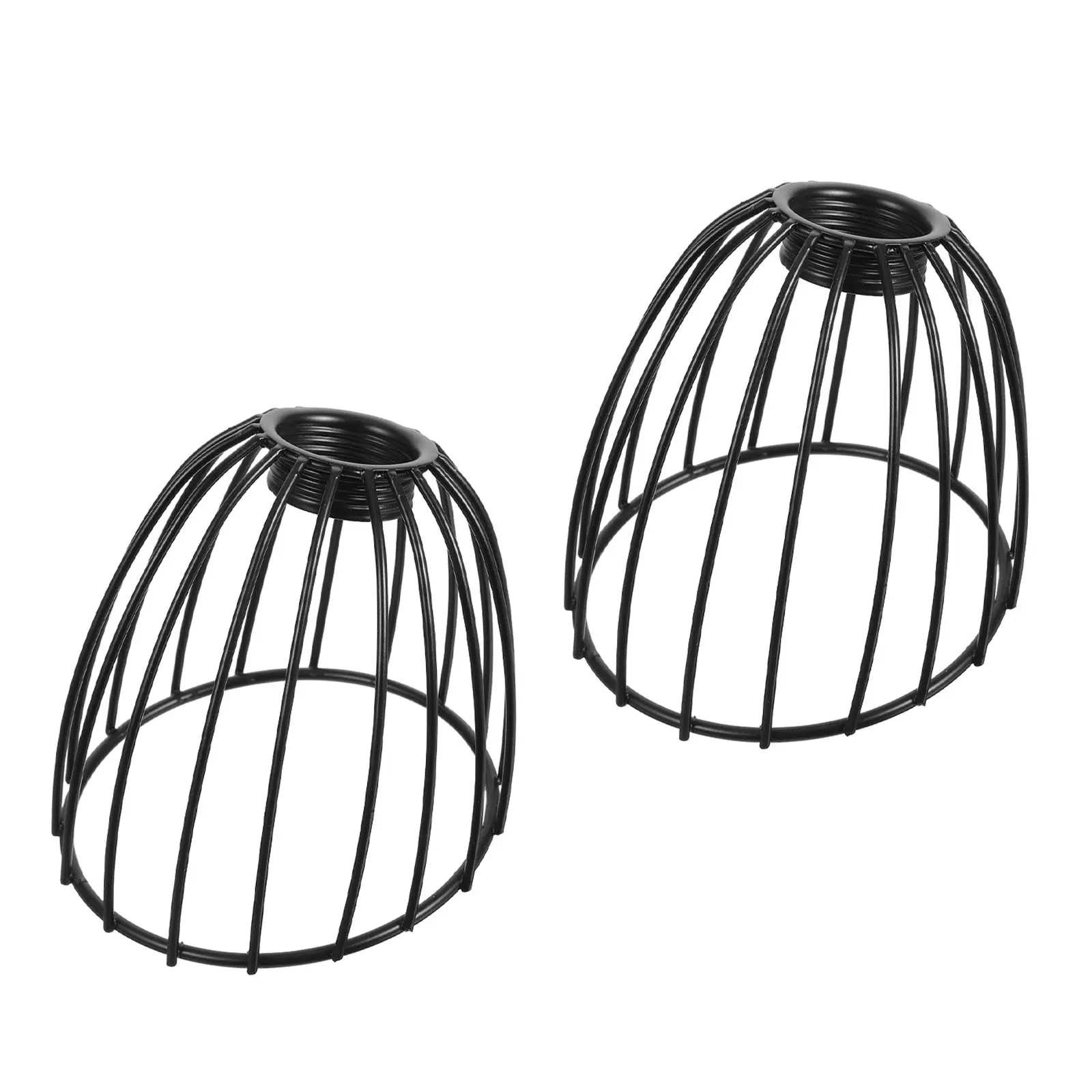 2Pcs Industrial Wire Cage Lampshade Black Iron Pendant Lamp Shade Rustic Vintage Hanging Light Fixture Bulb Guard