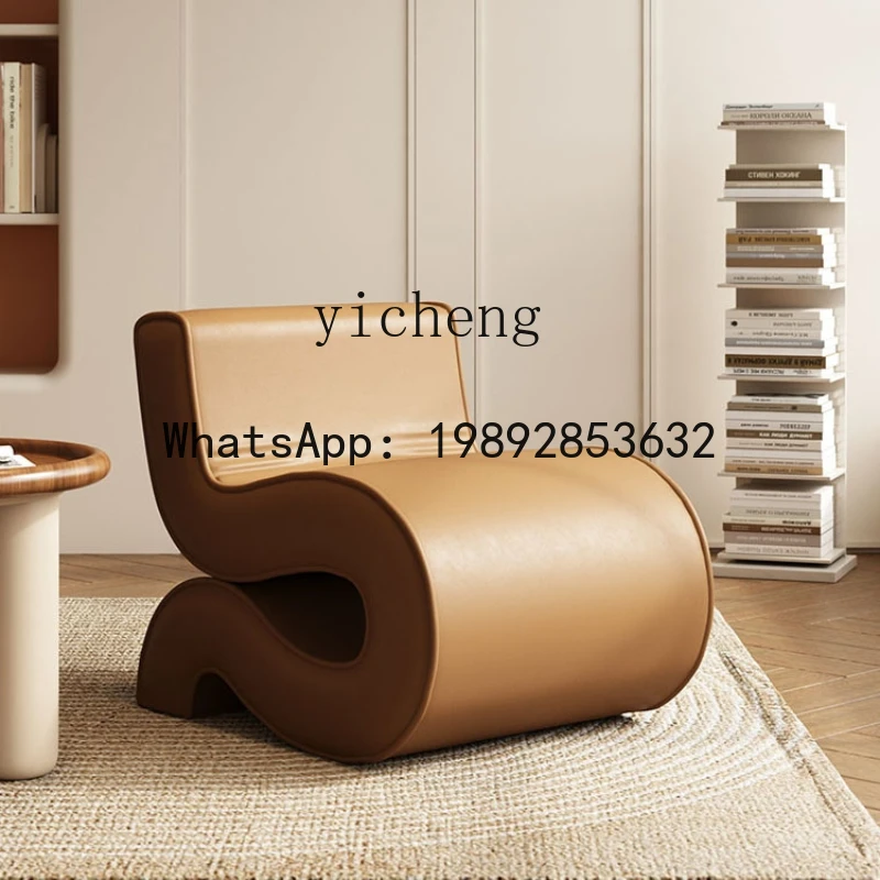AA  light luxury single sofa chair living room bedroom  hotel reception home simple leather sofa