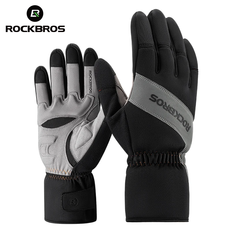 AliExpress ROCKBROS Winter Warm Cycling Full Finger Gloves Thicken Thermal Fleece Bike Gloves Touch Screen MTB Road  Bicycle Motor Gloves