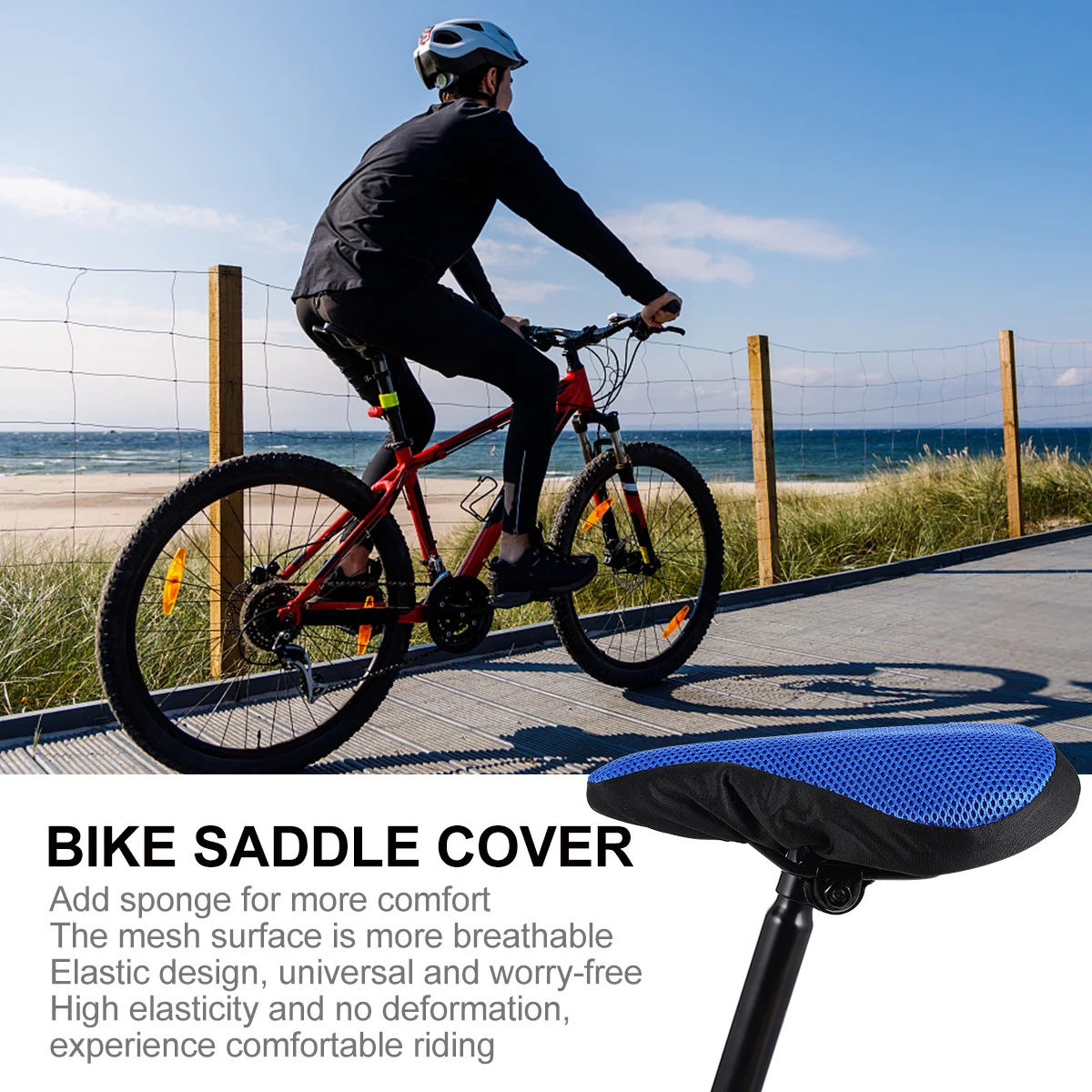 

Bike Saddle Cover 3D Mesh Breathable Anti-Slip Elastic Fit For Mountain Bike Seat Cushion Protector Lightweight Honeycomb Pad