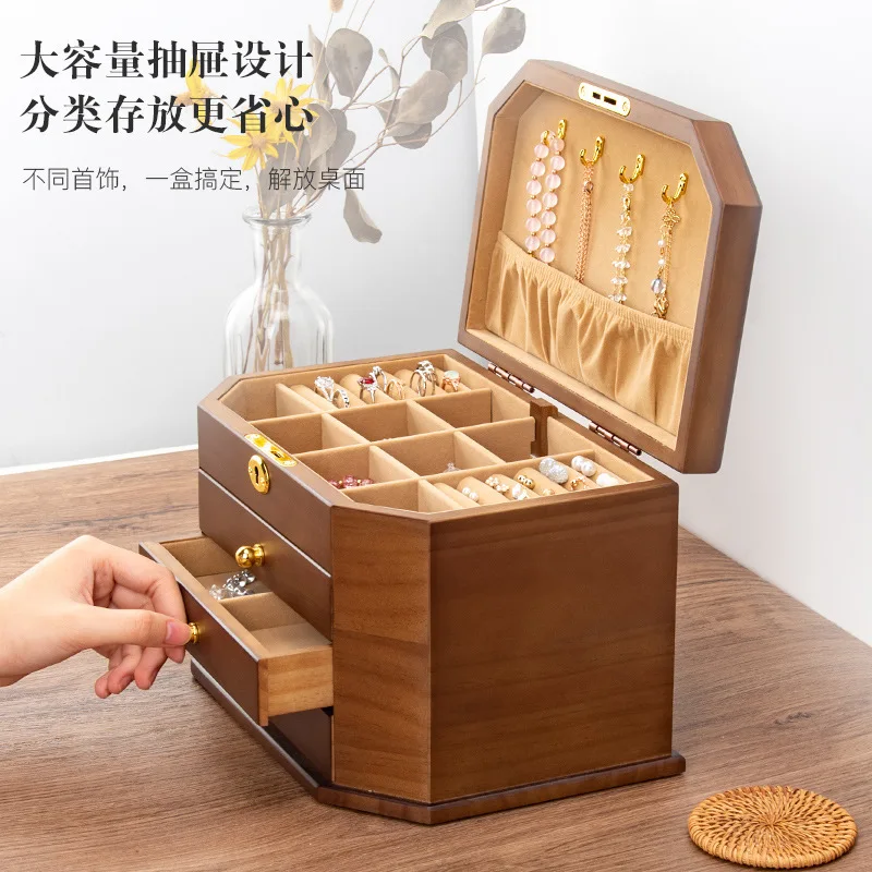Jewelry boxes and jewelry organizer with lock storage box and organization Storage Jewelry box Wooden box jewelers for jewel